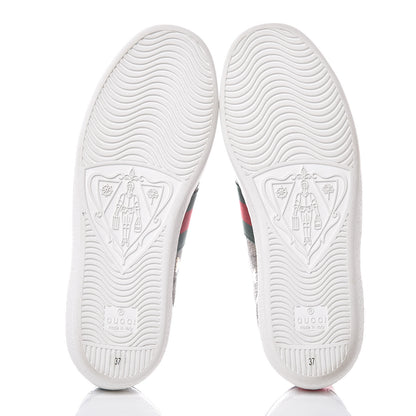 Gucci GG Supreme Monogram Bees Ayers Web Womens Ace Sneakers 37 Beige Oro Green Red 5 of 11