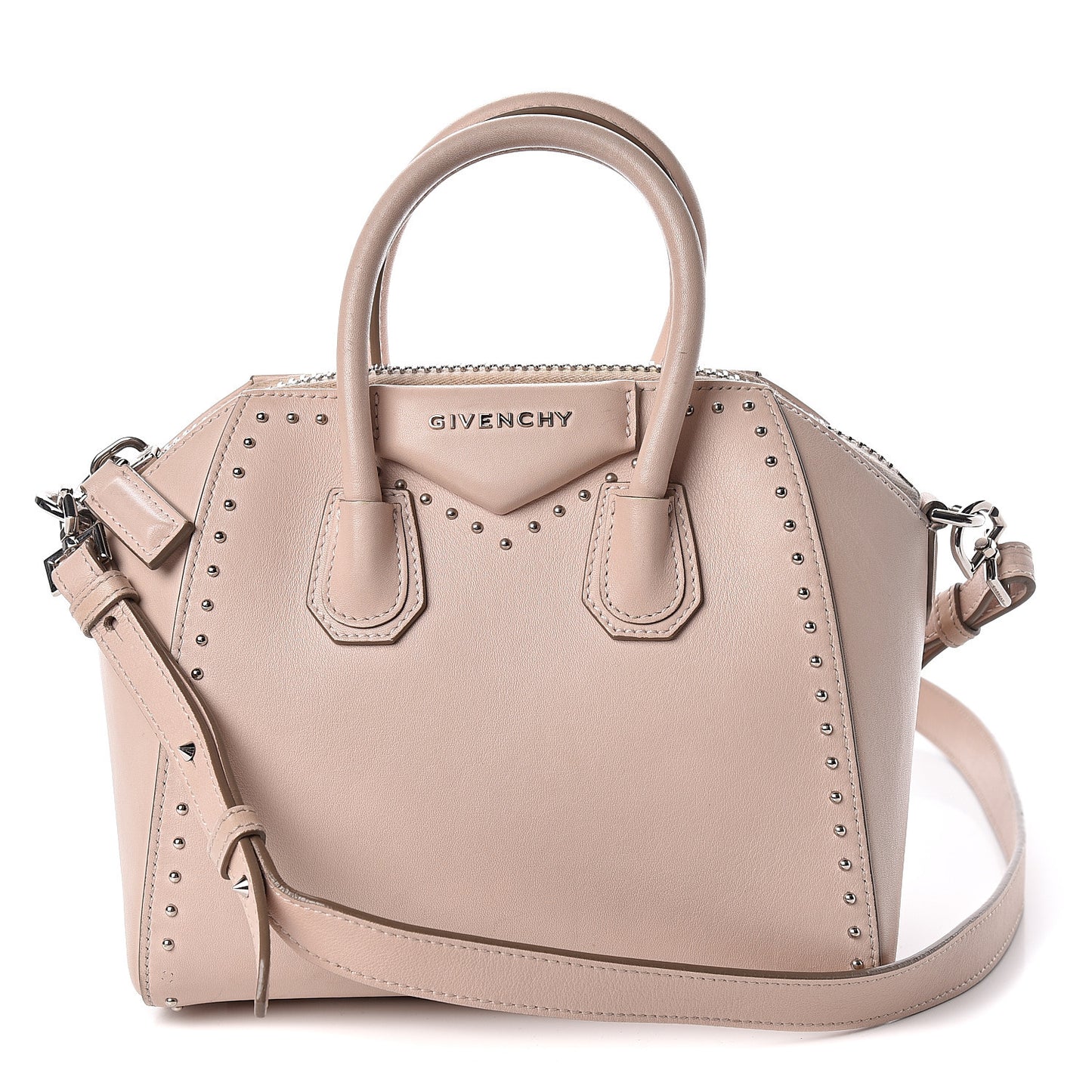 Calfskin Mini Studded Antigona Nude Pink