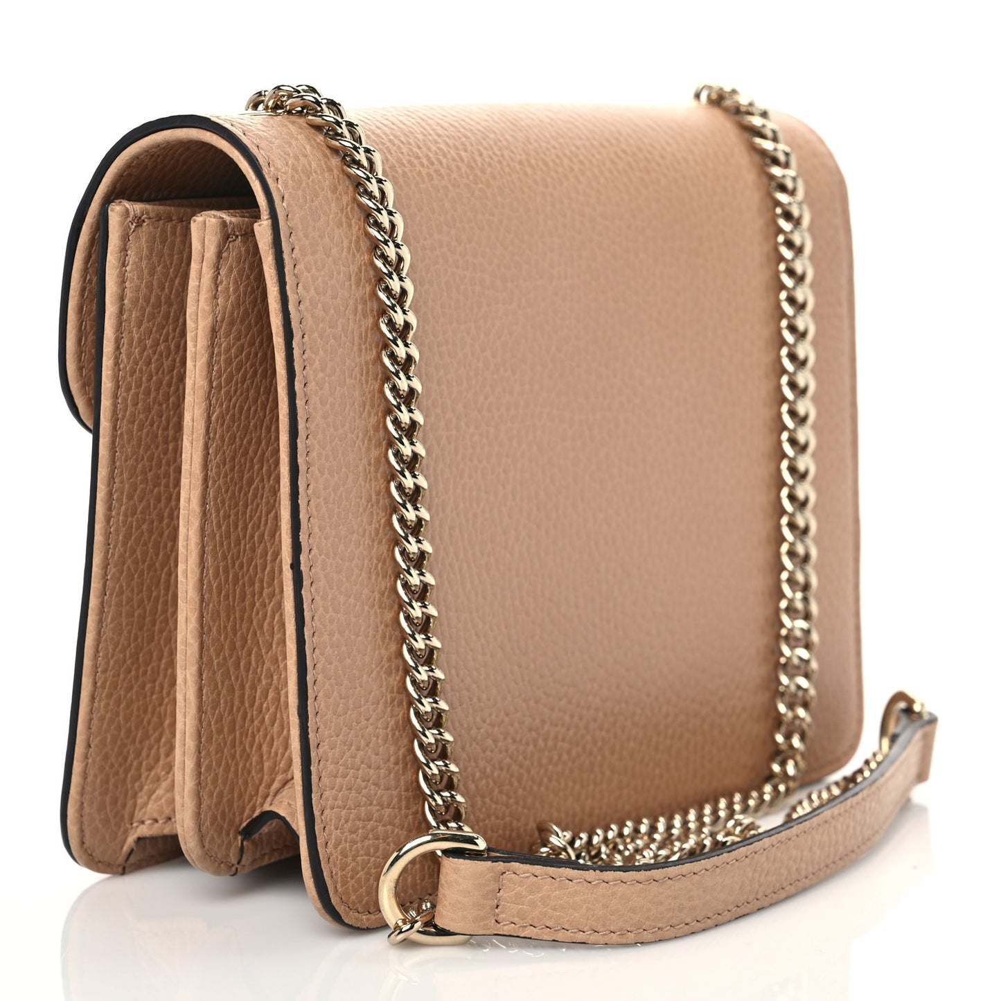 Dollar Calfskin Small Interlocking G Shoulder Bag Camelia