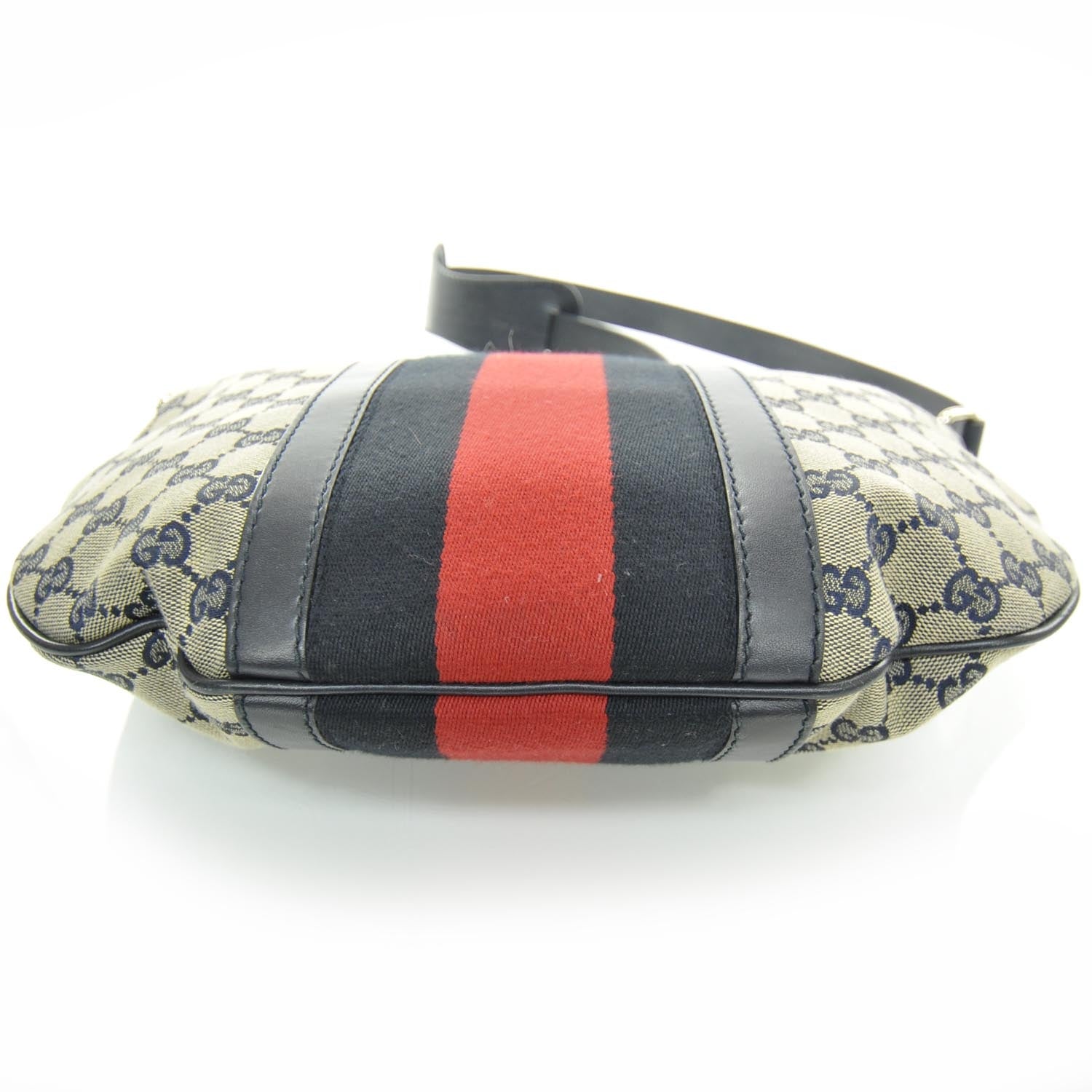 Gucci Monogram Vintage Web Medium Half Moon Hobo Navy 4 of 10
