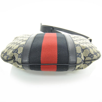 Gucci Monogram Vintage Web Medium Half Moon Hobo Navy 4 of 10