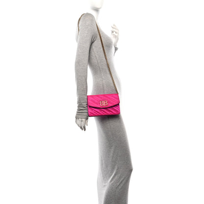 Balenciaga Satin Jacquard Logo Matelasse BB Wallet On Chain Fuchsia 2 of 13