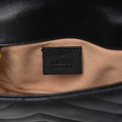 Gucci Calfskin Matelasse Super Mini GG Marmont Shoulder Bag Black 6 of 13
