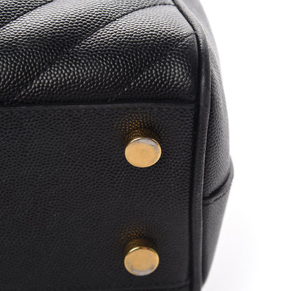 Saint Laurent Grain De Poudre Matelasse Chevron Monogram Shopping Bag Black 21 of 23