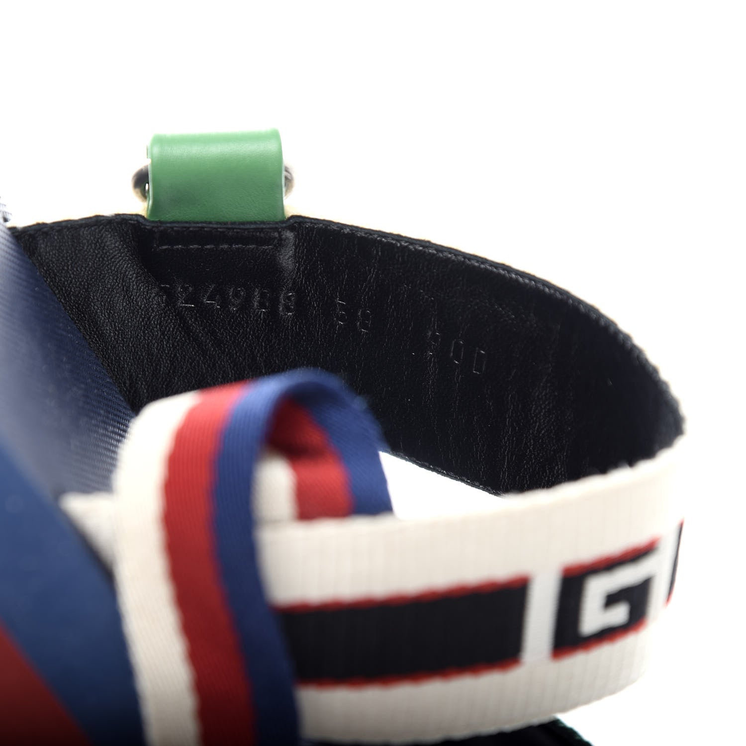 Gucci Canvas Logo Stripe Flatform Slingback Sandals 38 Green Red Blue 9 of 10