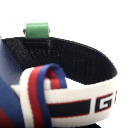 Gucci Canvas Logo Stripe Flatform Slingback Sandals 38 Green Red Blue 9 of 10