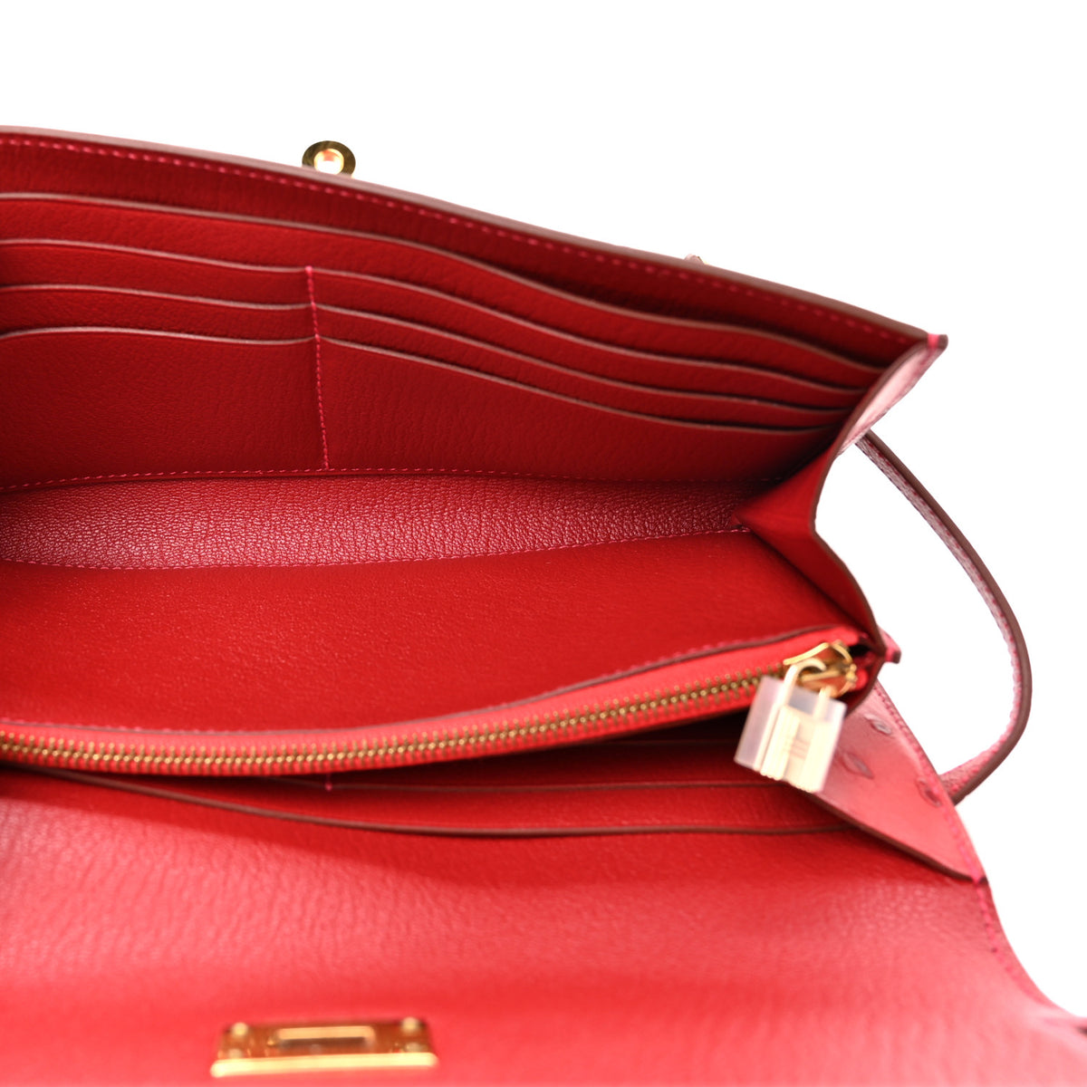 Hermes Ostrich Kelly Longue Wallet Rouge Vif 5 of 7