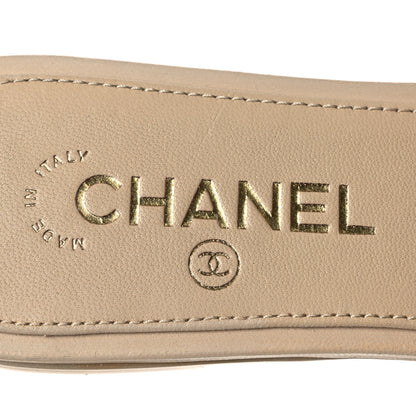 Chanel Lambskin Velcro Crystal CC Mules 40 Beige 9 of 12