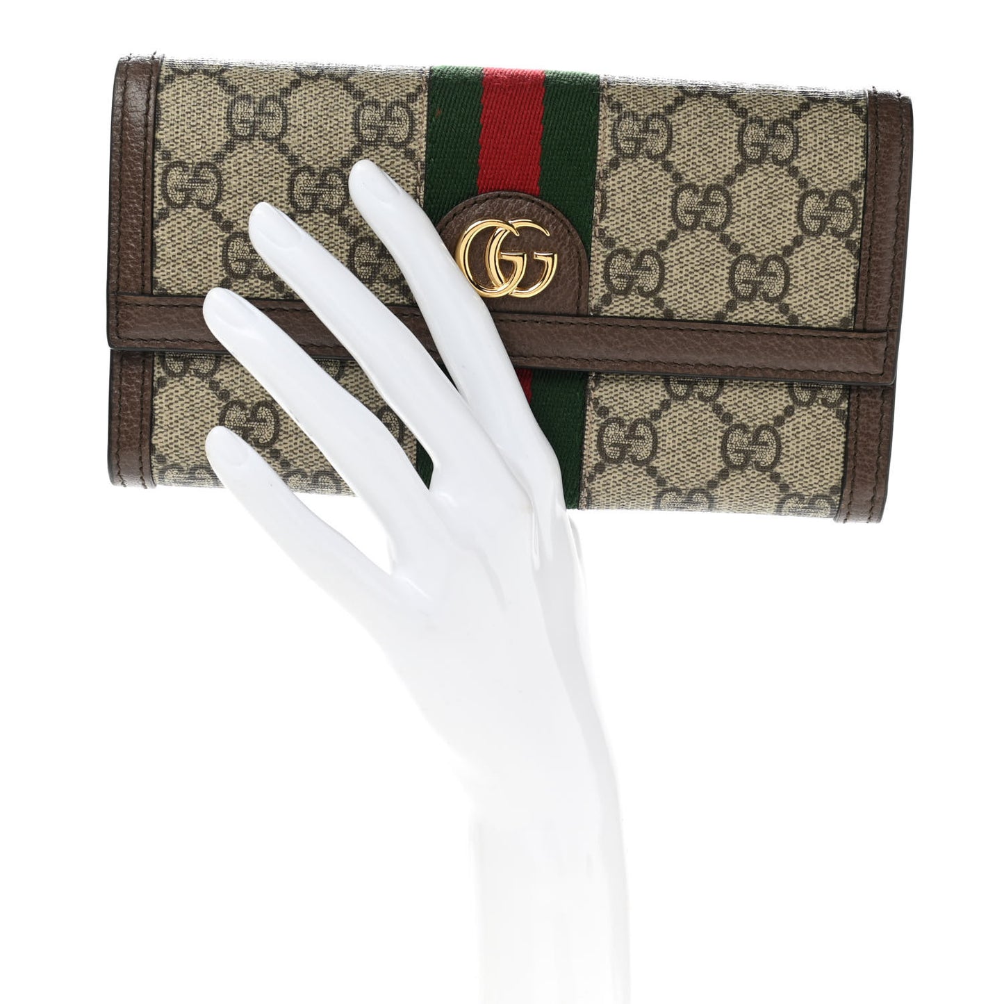 GG Supreme Monogram Web Ophidia Continental Wallet Brown