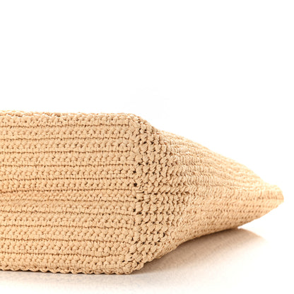Prada Yarn Raffia Effect Crochet Embroidered Logo Tote Naturale 9 of 9