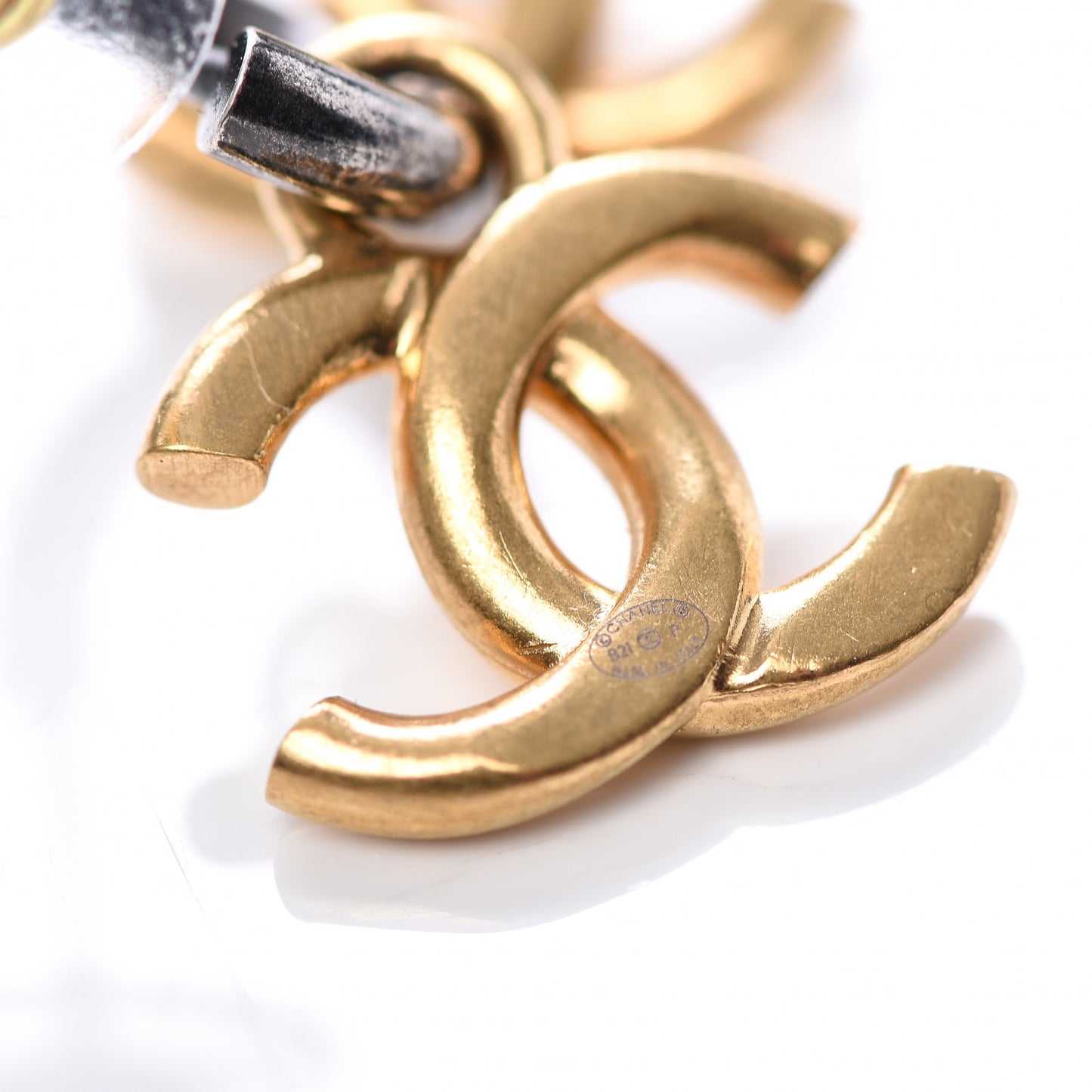 Metal Drop CC Earrings Ruthenium Gold