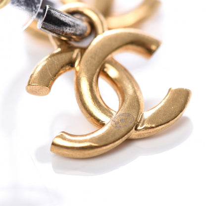 Chanel Metal Drop CC Earrings Ruthenium Gold 4 of 5