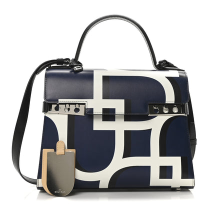 Delvaux Box Calfskin MM Tempete Satchel Navy Ivory Black 3 of 10