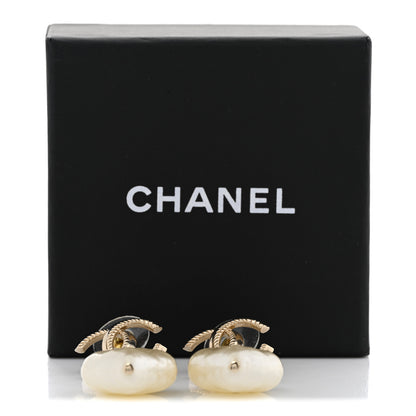 Chanel Pearl CC Heart Drop Earrings Gold 5 of 5