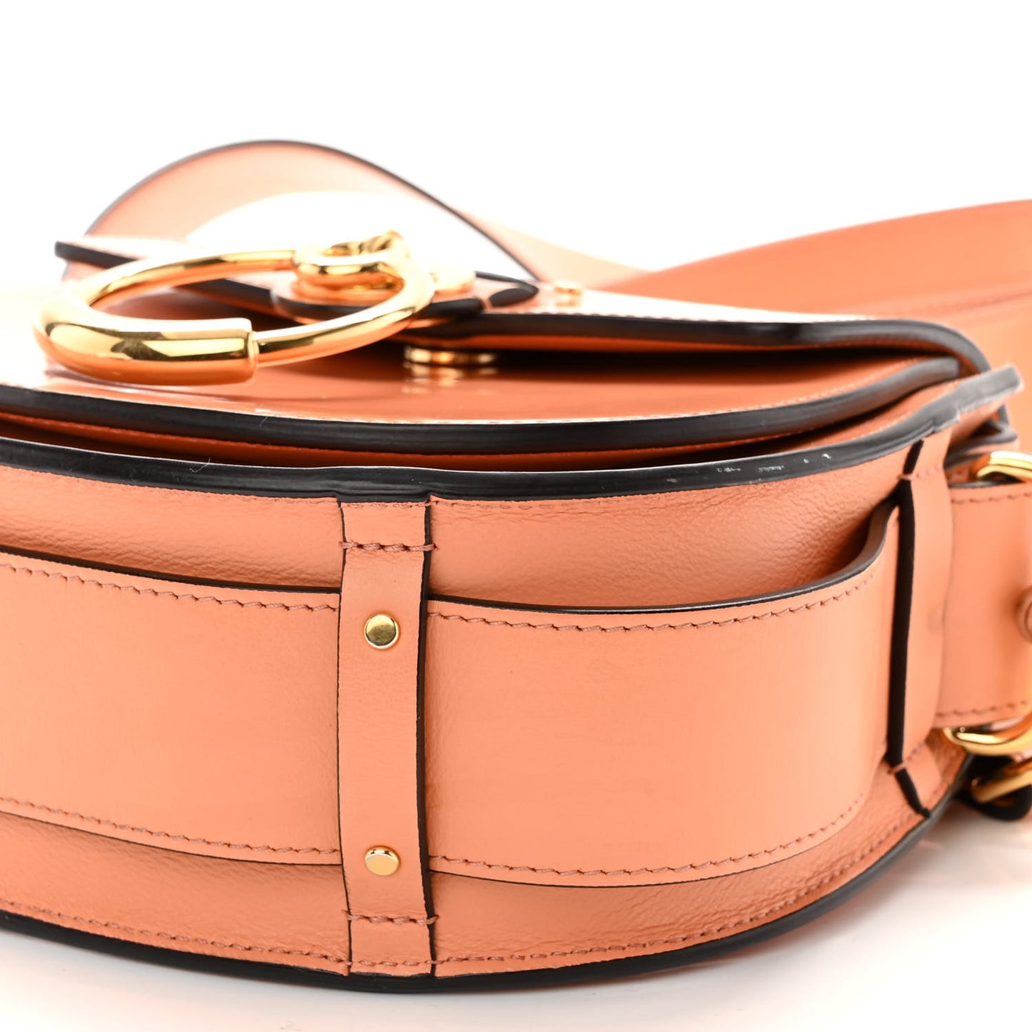 Patent Calfskin Suede Small Tess Bag Autumnal Brown