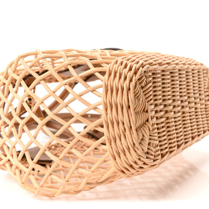 Miu Miu Woven Fabric Calfskin Logo Basket Bag Naturale Caramel 9 of 10