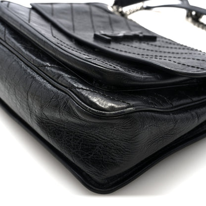 Saint Laurent Crinkled Calfskin Matelasse Monogram Medium Niki Chain Satchel Black 9 of 9