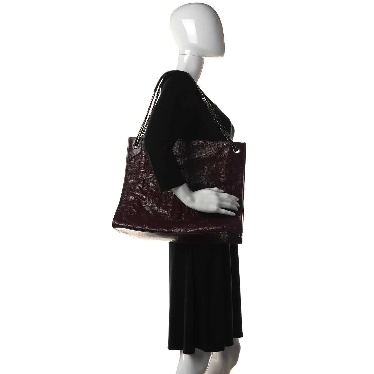 Crinkled Calfskin Matelasse Monogram Niki Shoulder Bag Rouge Legion