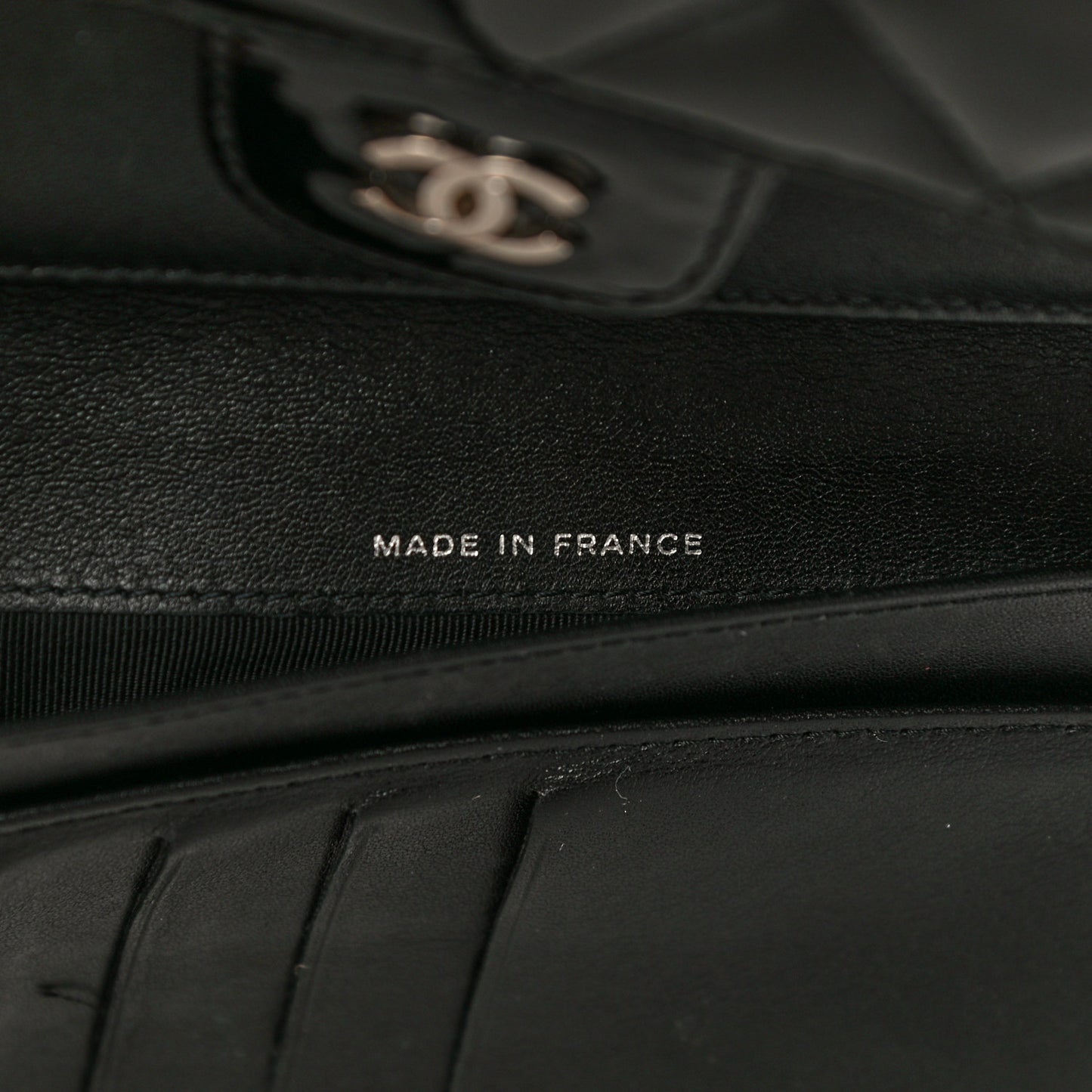 Patent Quilted Large Flap Wallet Black