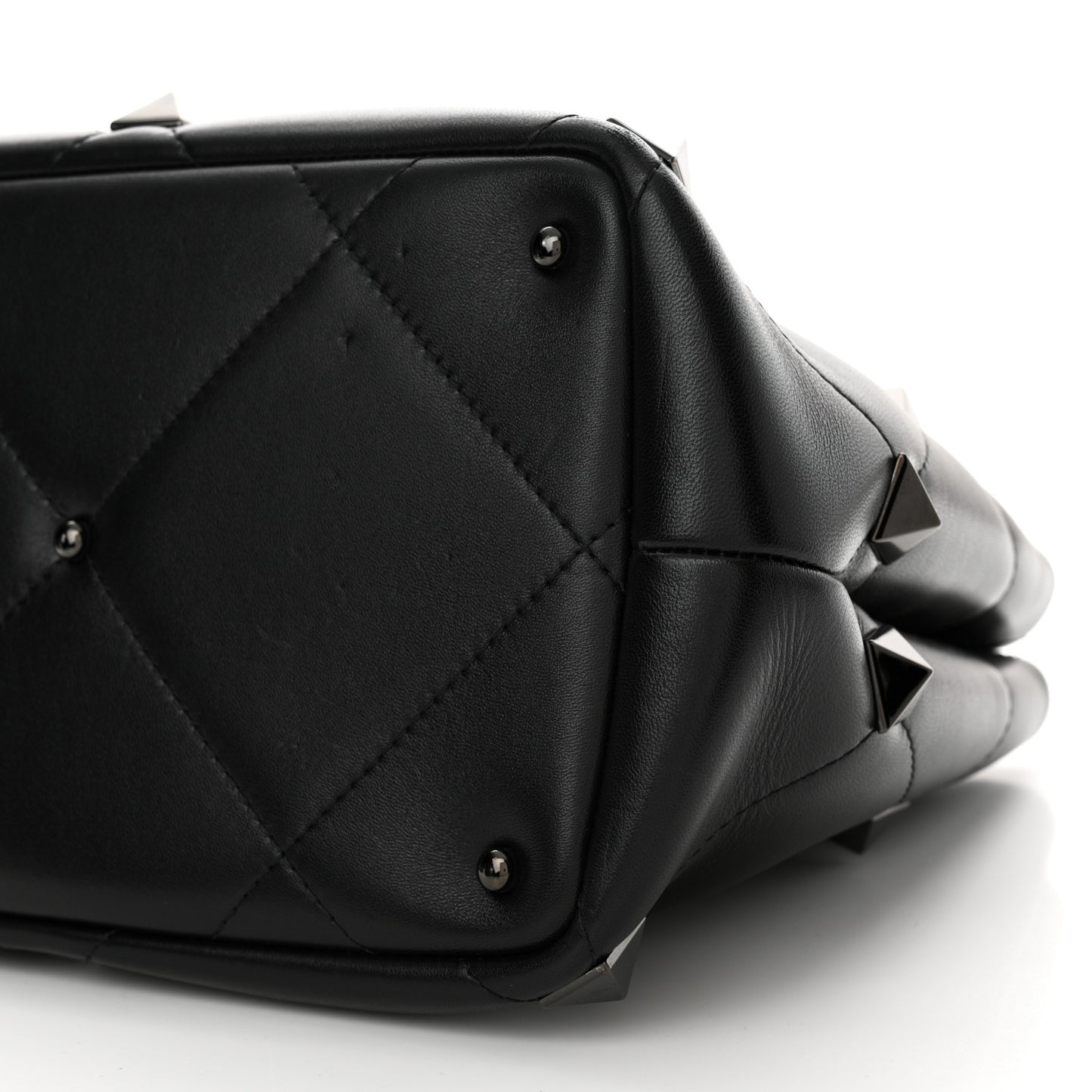 Nappa Monochrome Roman Stud The Handle Bag Black