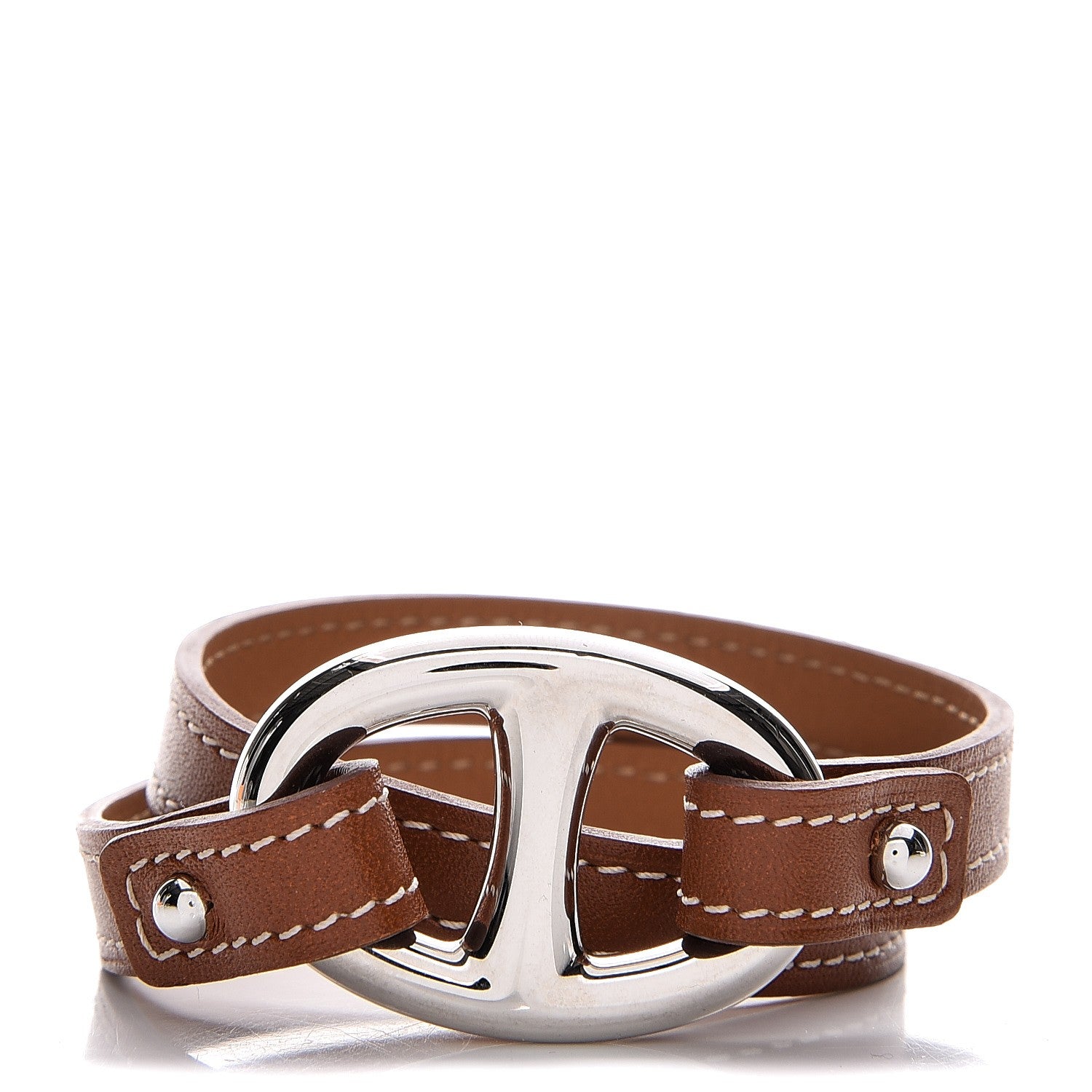Hermes Natural Tadelakt Granville Double Tour Bracelet M Fauve 1 of 6