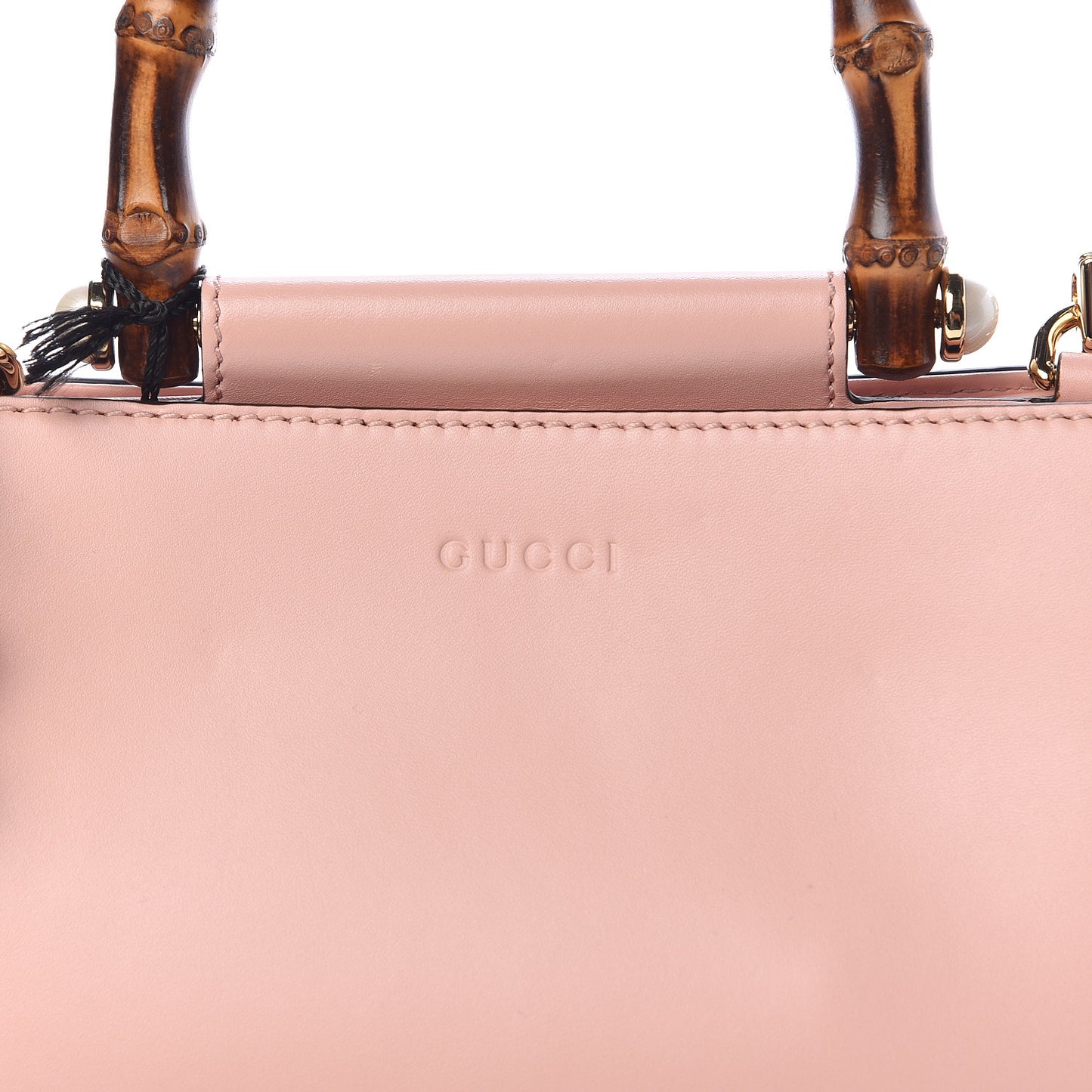 Nappa Bamboo Web Mini Nymphaea Top Handle Bag Perfect Pink Mystic White