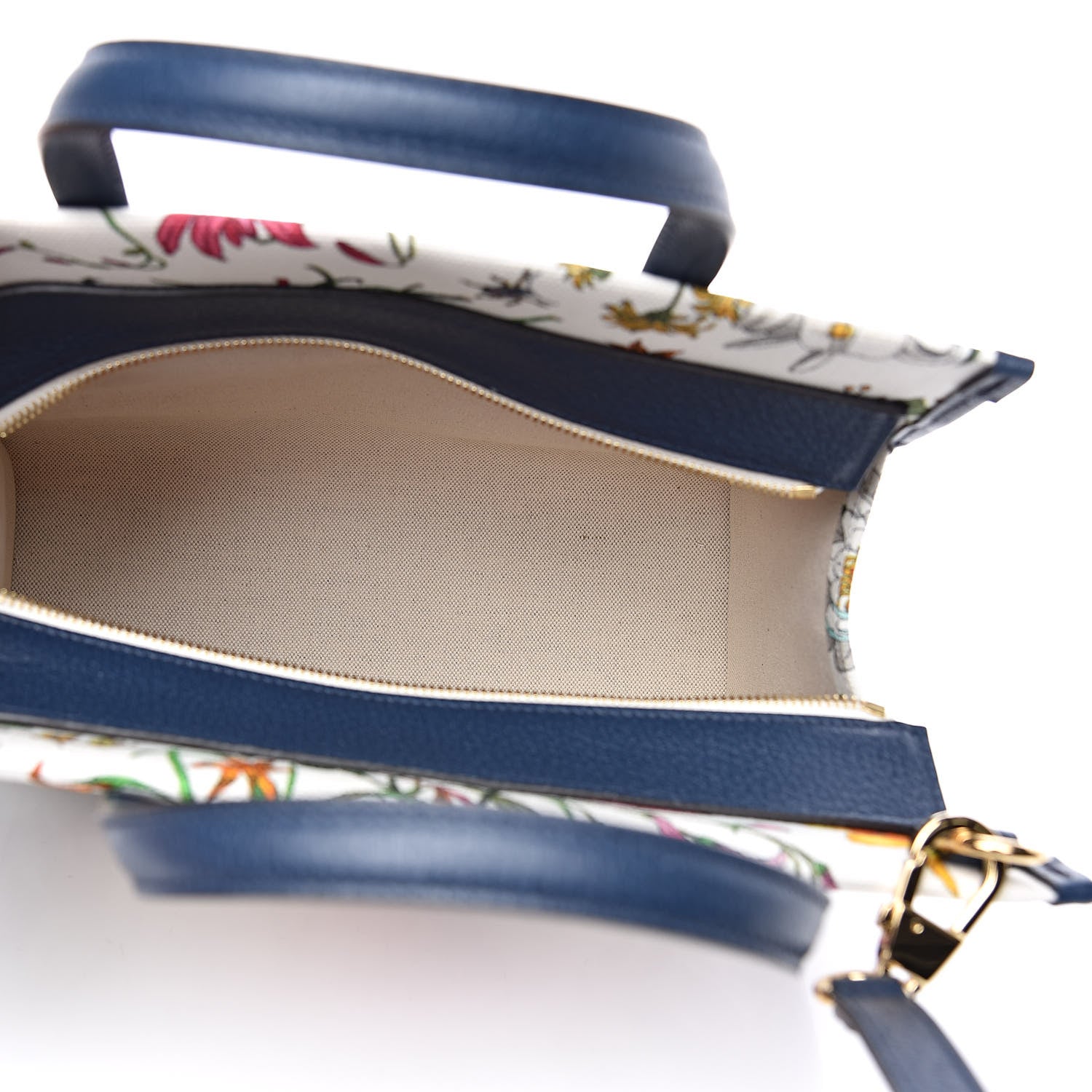 Gucci Canvas Medium Flora Tote White Multicolor Blue Agata 5 of 10