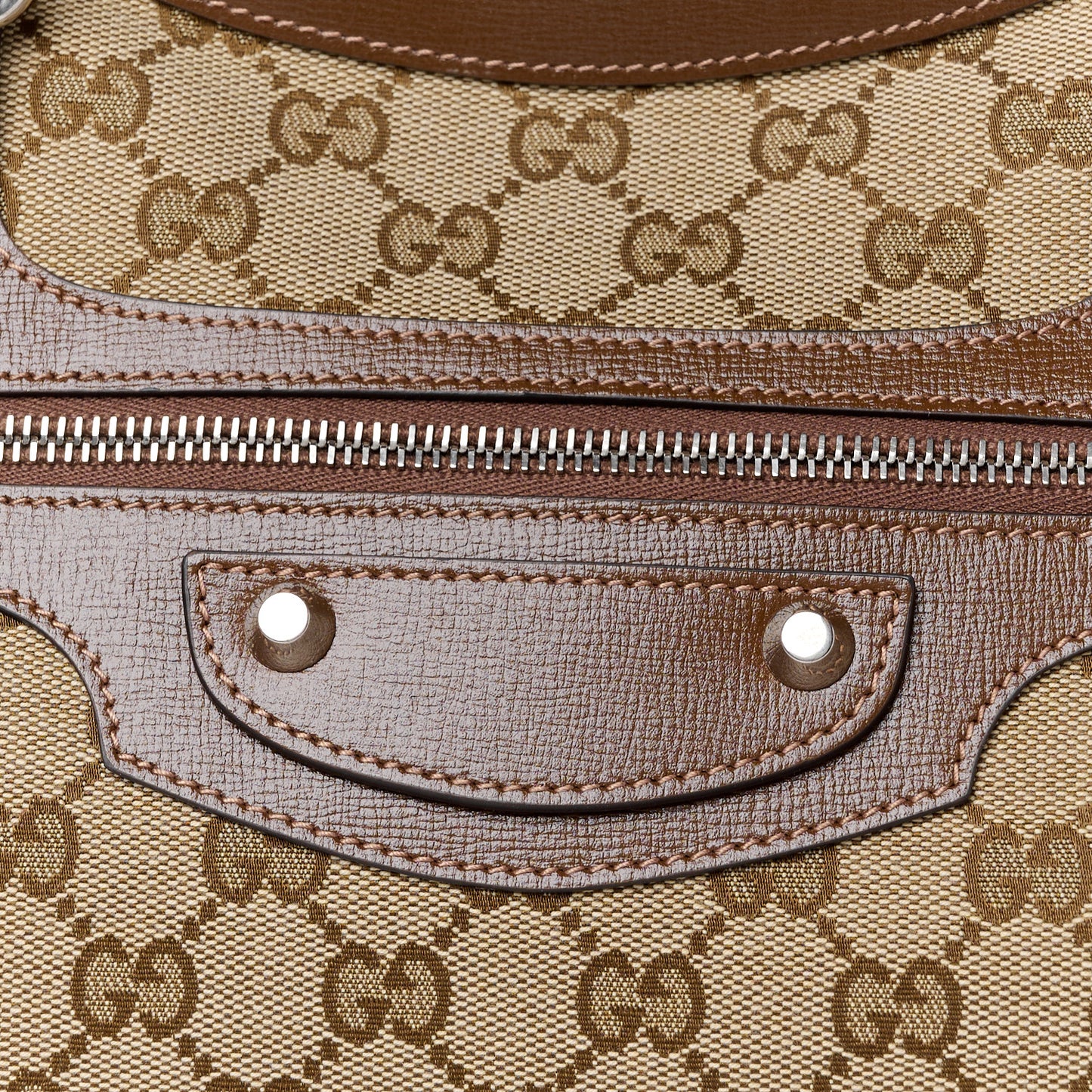X GUCCI GG Monogram Azalea Calfskin Neo Classic Silver Hardware Medium City Beige Ebony Brown Sugar