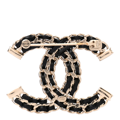 Chanel Lambskin Crystal CC Chain Brooch Black Gold 3 of 5