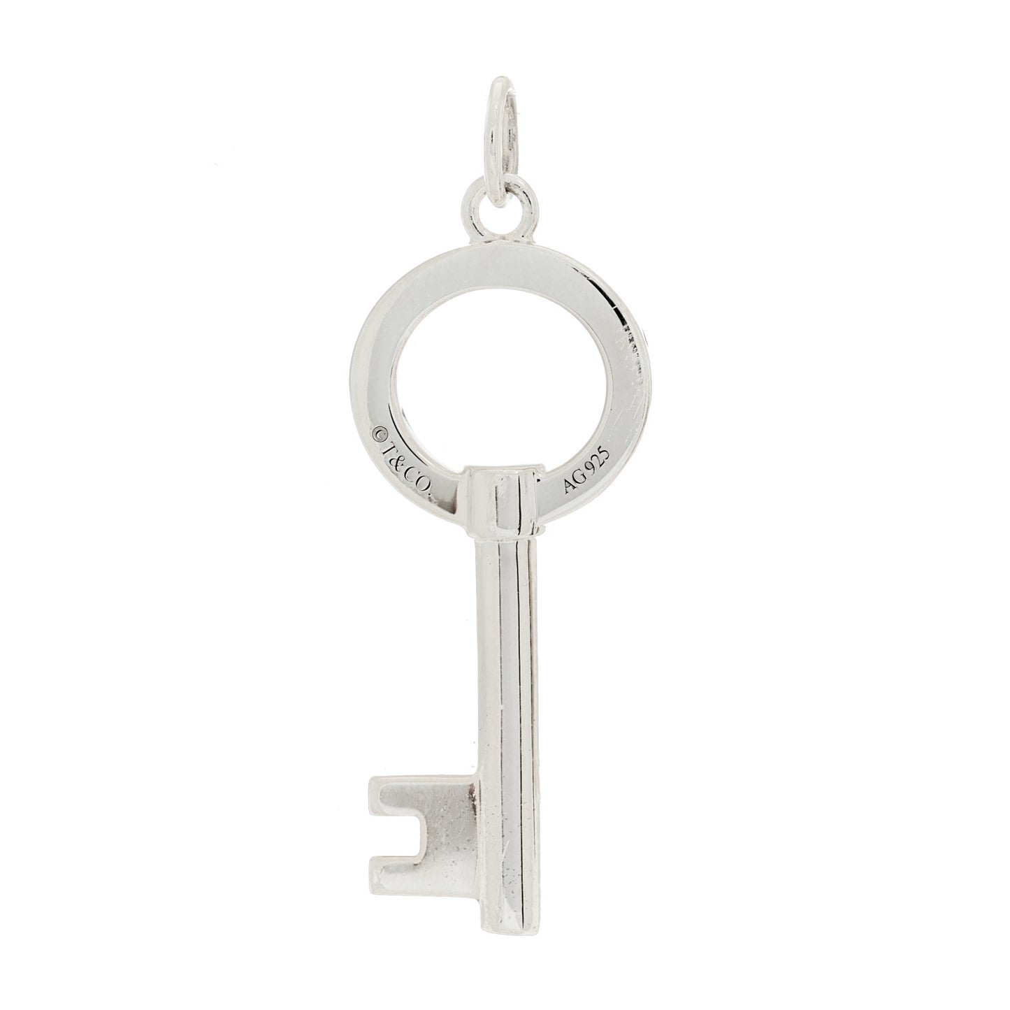 Sterling Silver Modern Keys Open Round Key Pendant