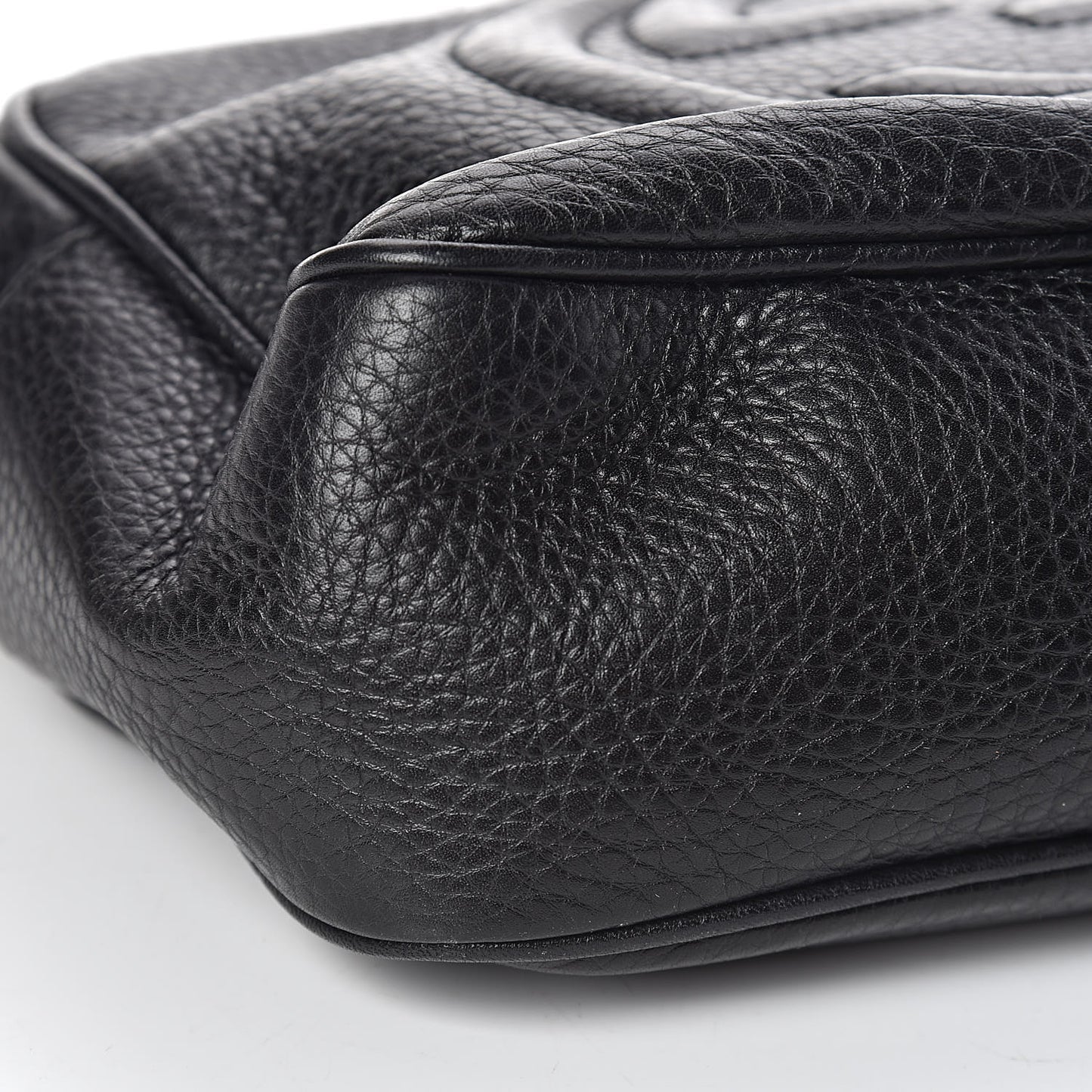 Pebbled Calfskin Small Soho Disco Bag Black