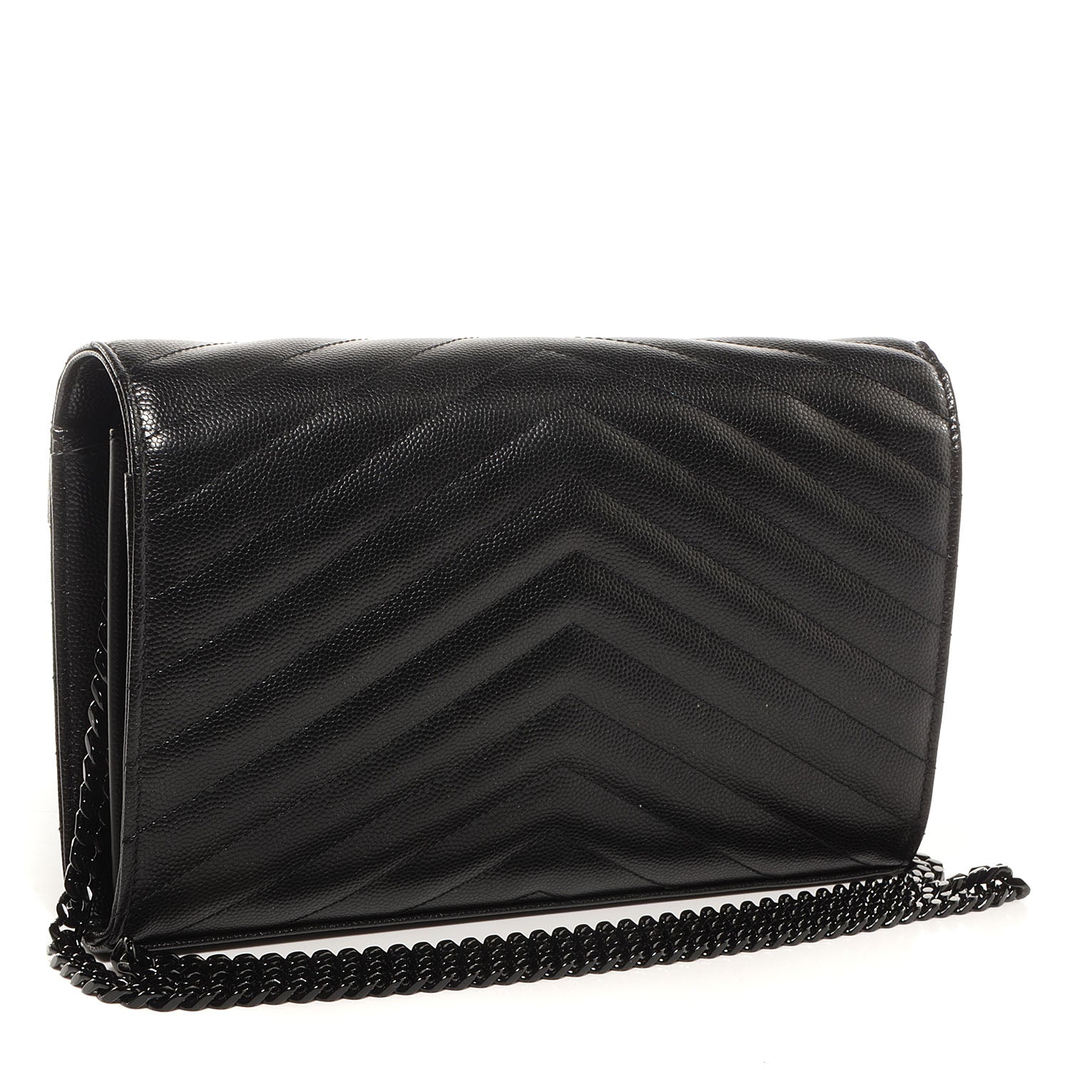 Saint Laurent Matelasse Chevron Monogramme Chain Wallet Black 3 of 10