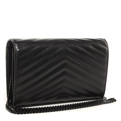 Saint Laurent Matelasse Chevron Monogramme Chain Wallet Black 3 of 10