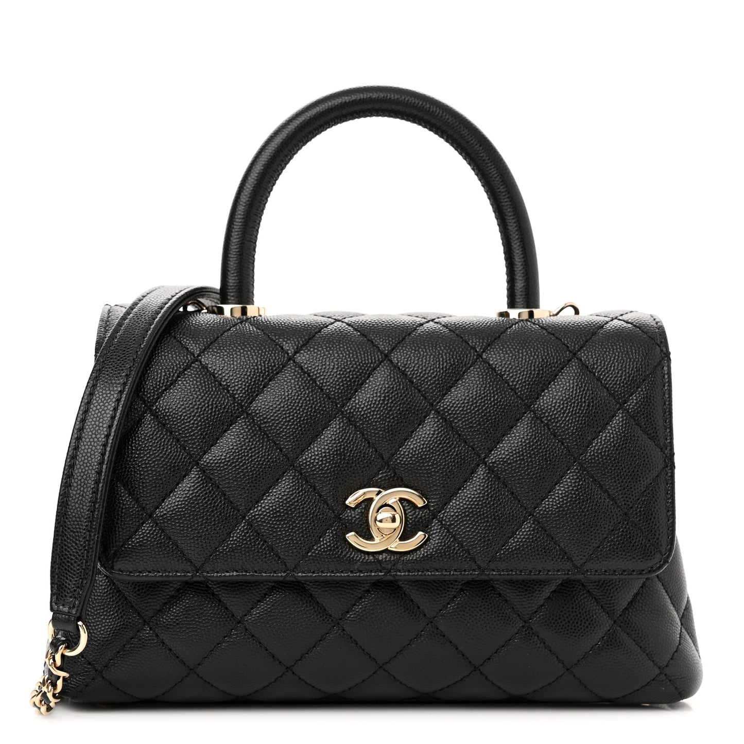 Caviar Quilted Mini Coco Handle Flap Black