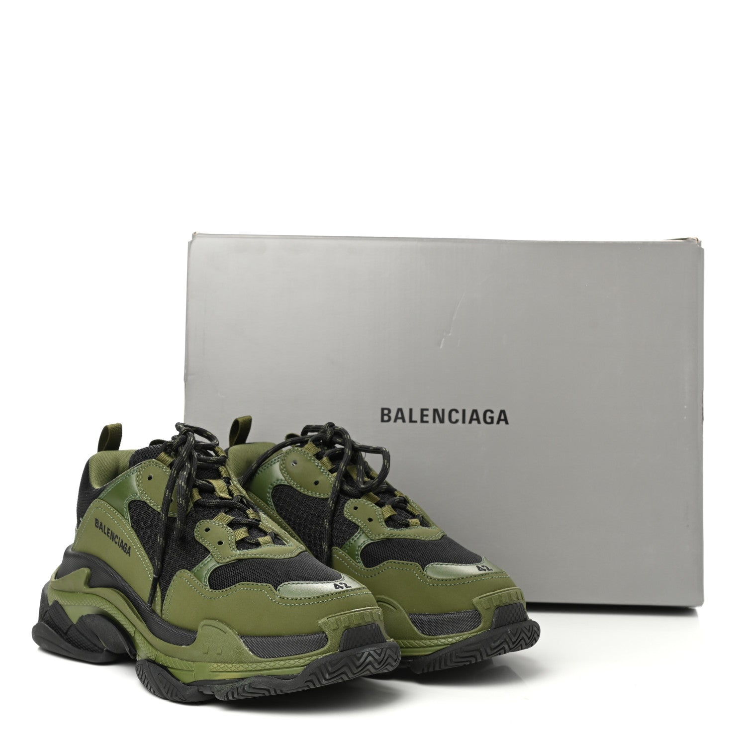 Balenciaga Fabric Mesh Mens Triple S Sneakers 42 Black Kaki 10 of 10