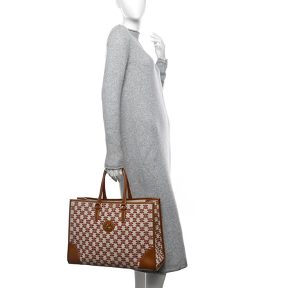 Celine Canvas Calfskin Triomphe Embroidered Horizontal Cabas Burgundy 2 of 12