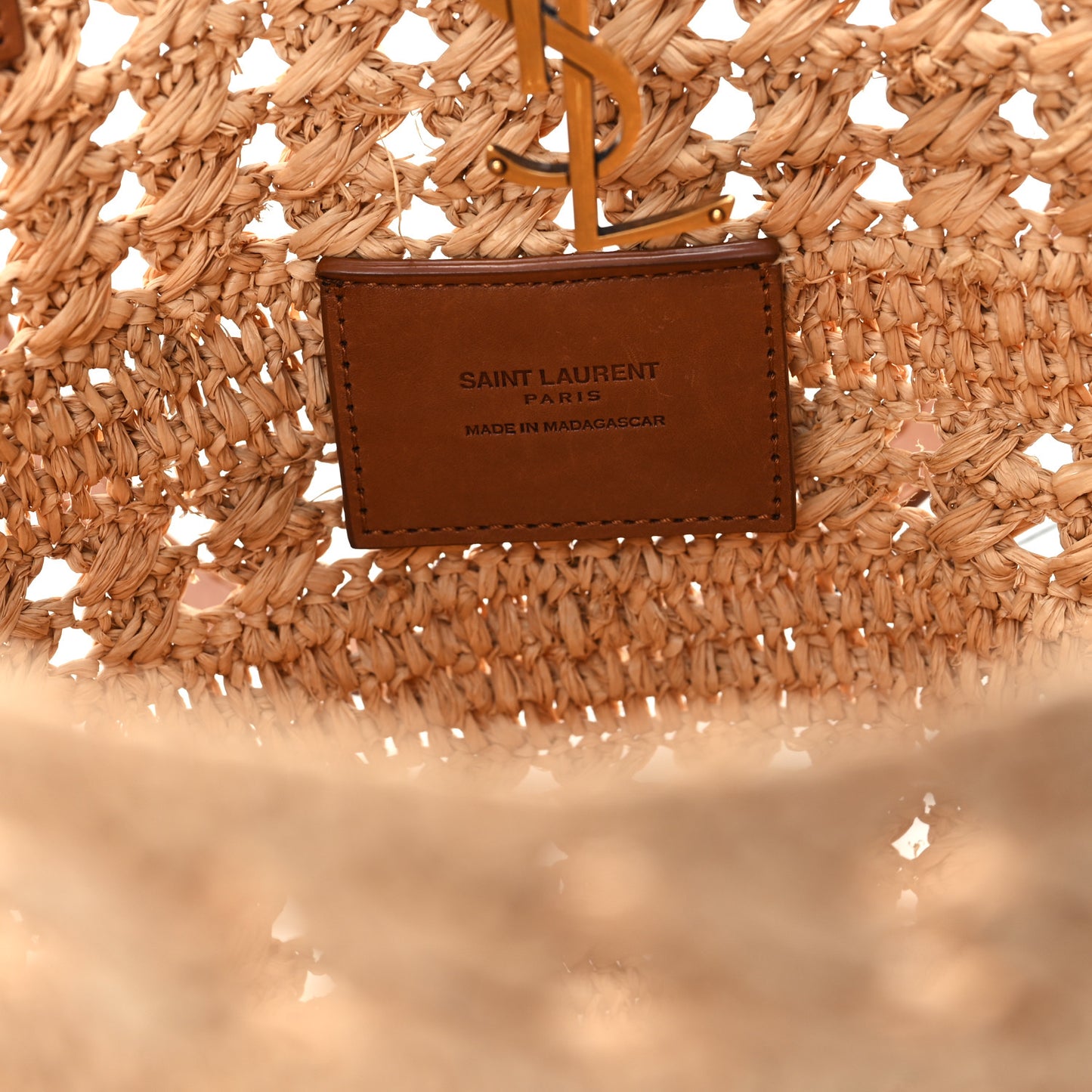 Raffia Calfskin Small Panier Tote Naturel