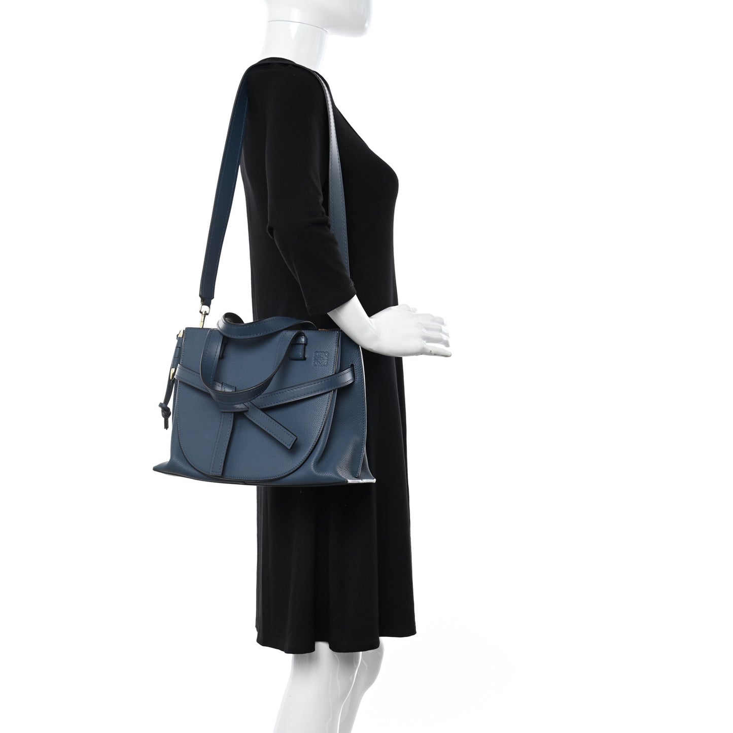 Calfskin Small Gate Tote Steel Blue