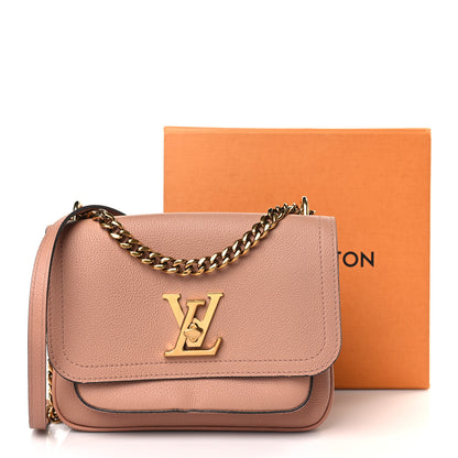 Louis Vuitton Grained Calfskin Lockme Chain Bag PM Rose Silk 9 of 9