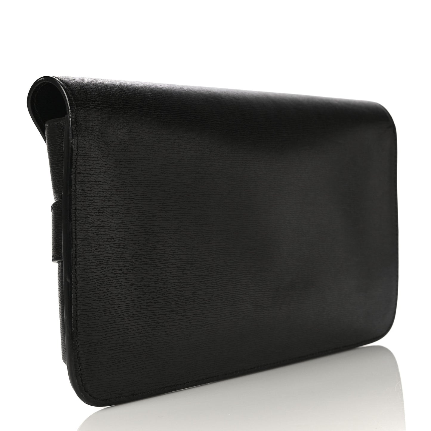 Calfskin Large Bright Bit Clutch Black