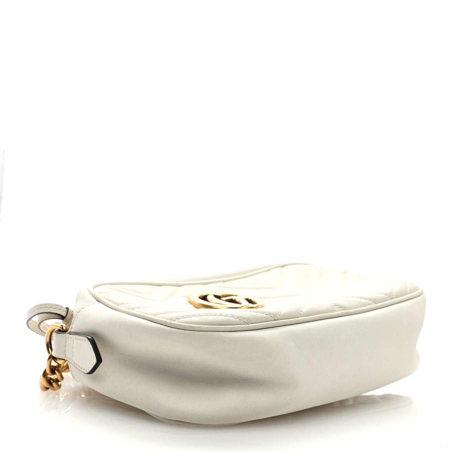 Calfskin Matelasse Small GG Marmont Chain Shoulder Bag White