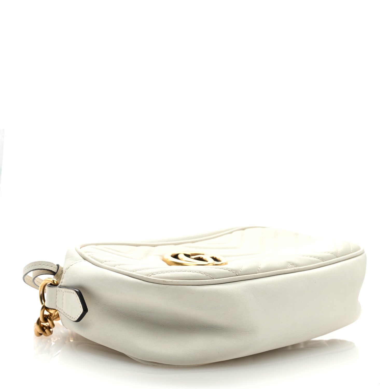 Gucci Calfskin Matelasse Small GG Marmont Chain Shoulder Bag White 4 of 8