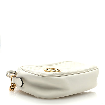 Gucci Calfskin Matelasse Small GG Marmont Chain Shoulder Bag White 4 of 8