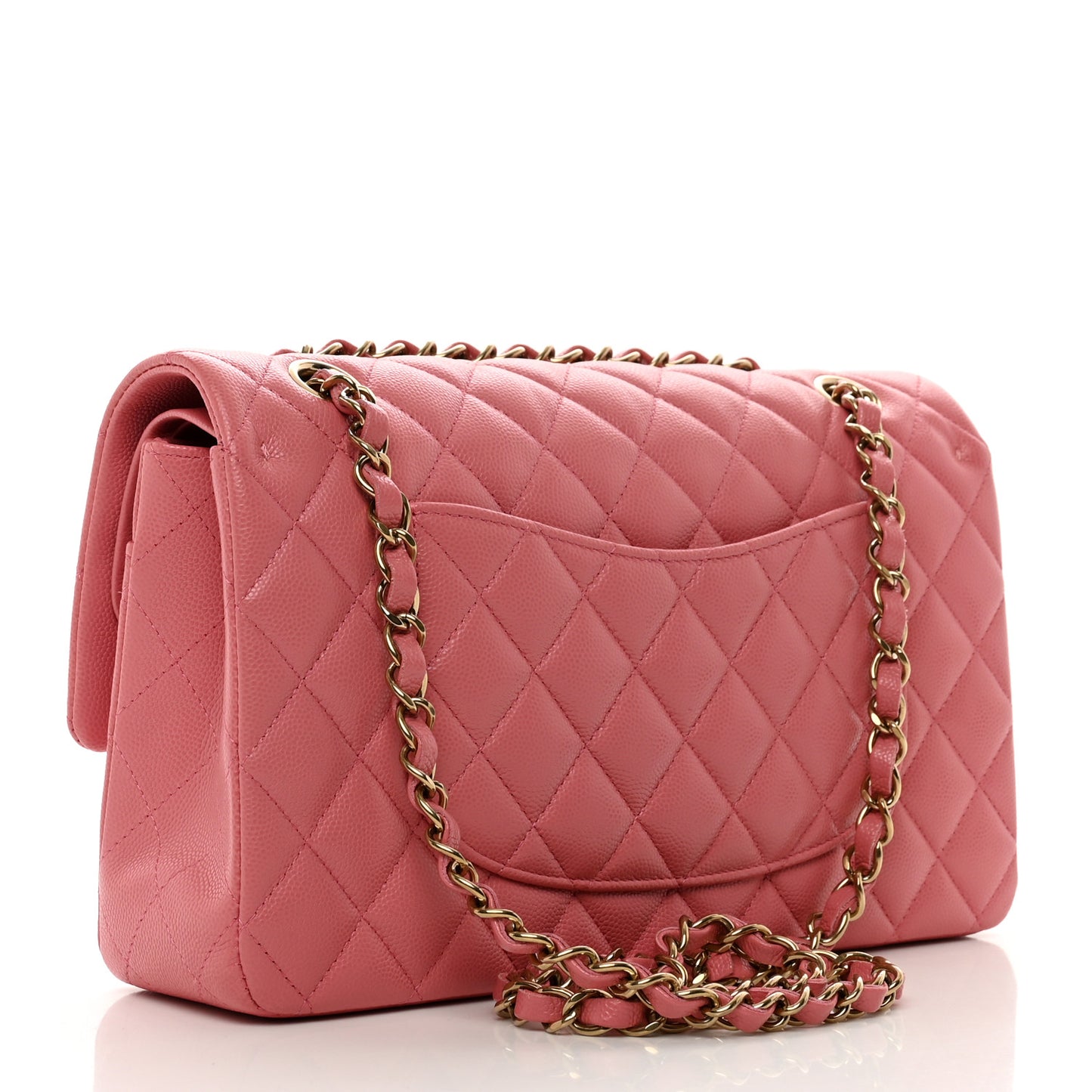 Caviar Quilted Medium Double Flap Pink