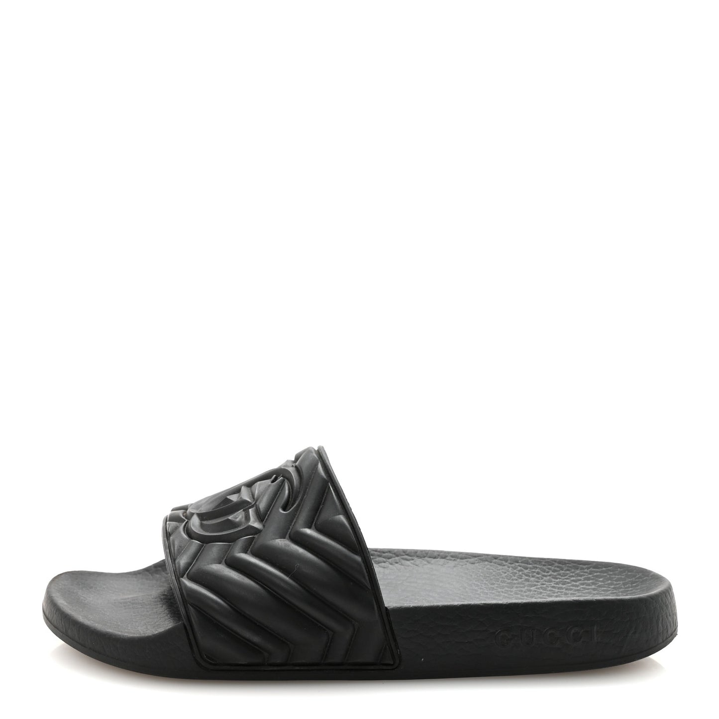 Rubber Matelasse Interlocking G Mens Slide Sandals 6 Black