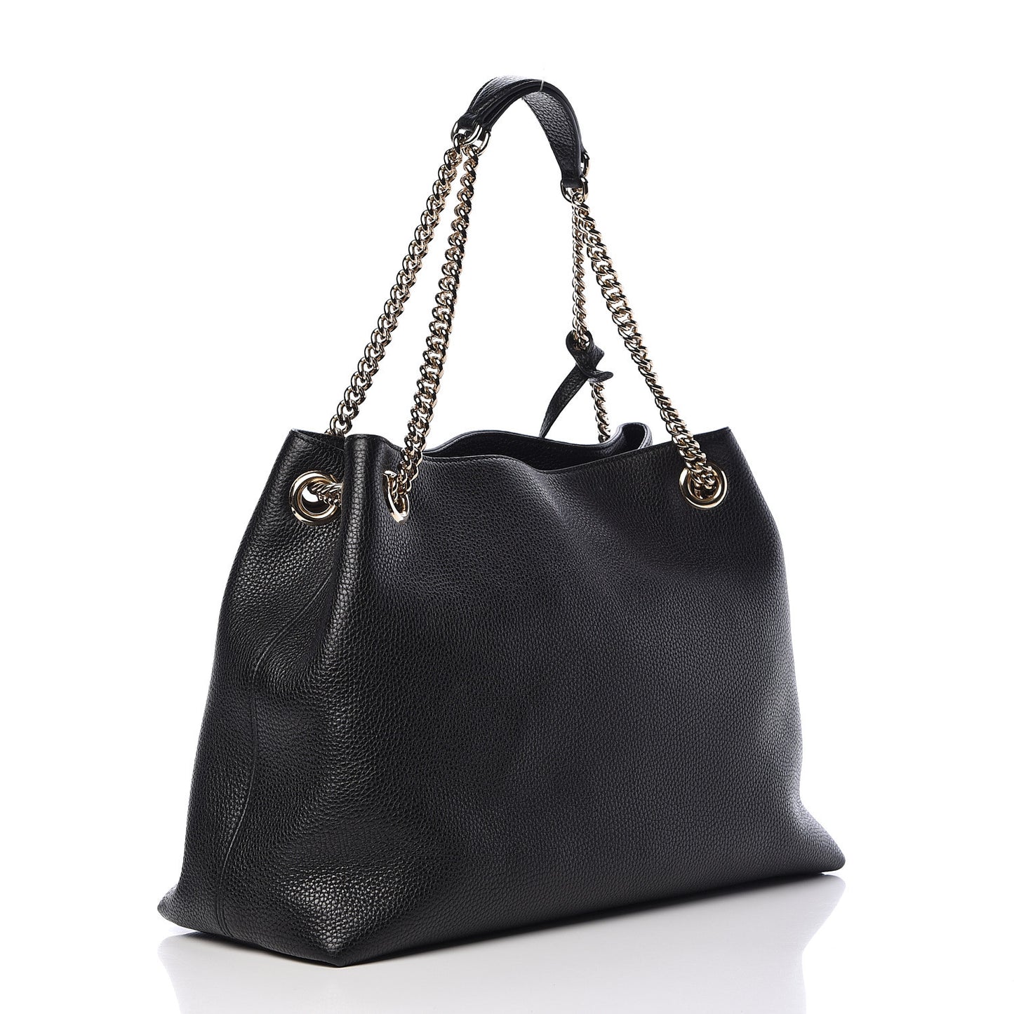 Pebbled Calfskin Medium Soho Chain Shoulder Bag Black