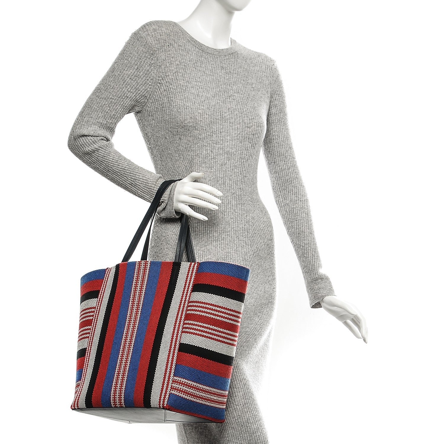 Celine Textile Striped Medium Horizontal Cabas Phantom Navy Blue 2 of 6