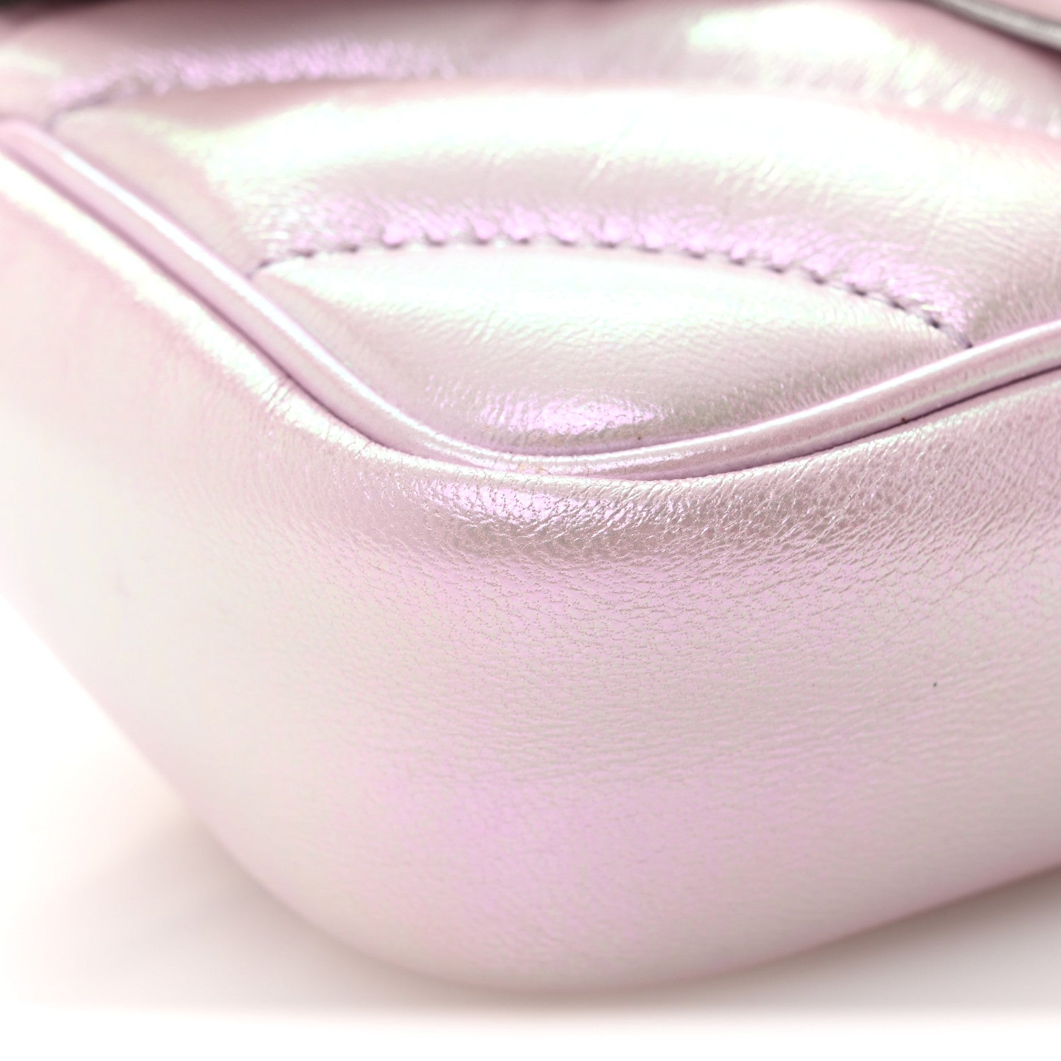 Gucci Iridescent Nappa Chevron Matelasse Super Mini GG Marmont Shoulder Bag Iridescent Escape Pink 8 of 9