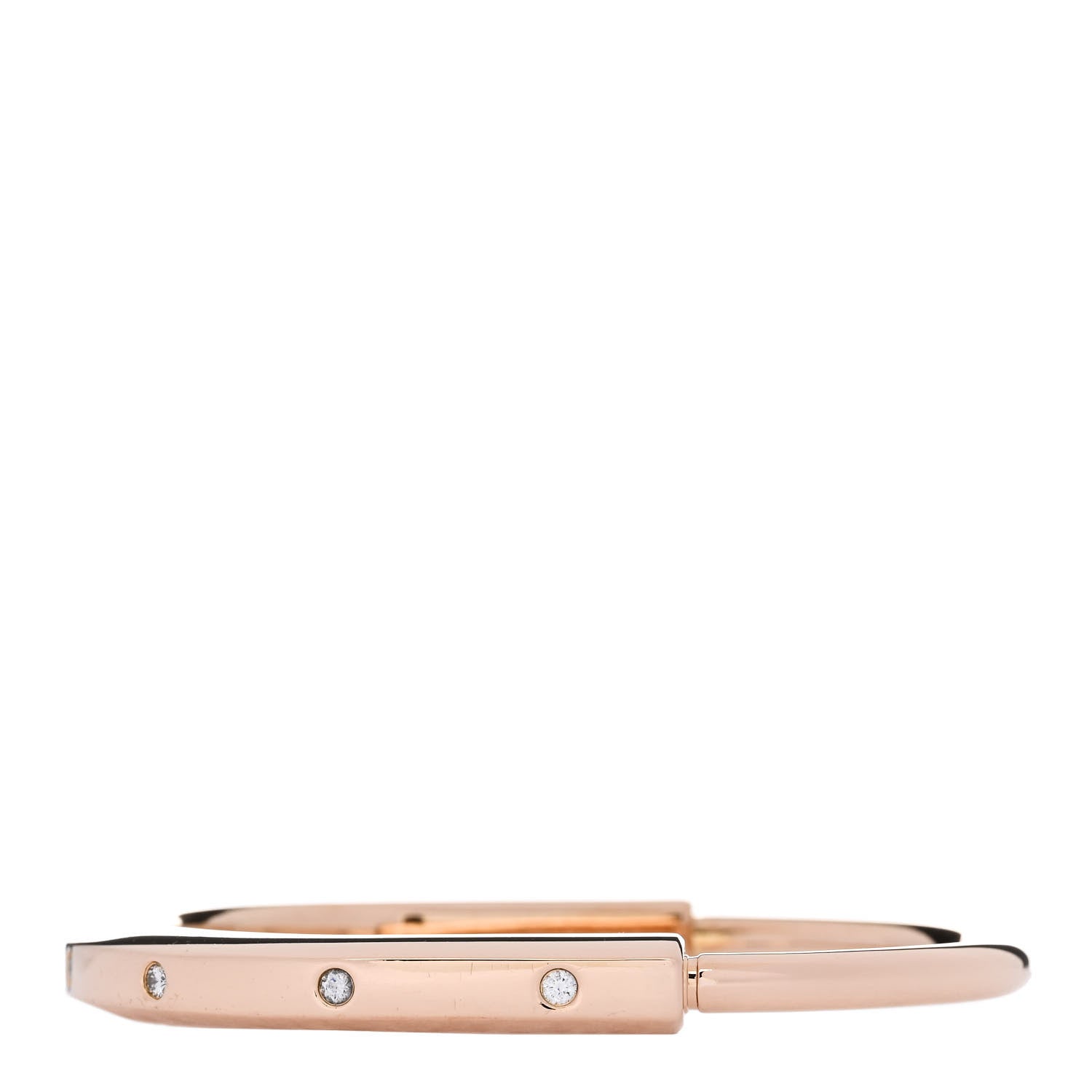 Tiffany 18K Rose Gold Diamond Tiffany Lock Bangle Bracelet 1 of 4