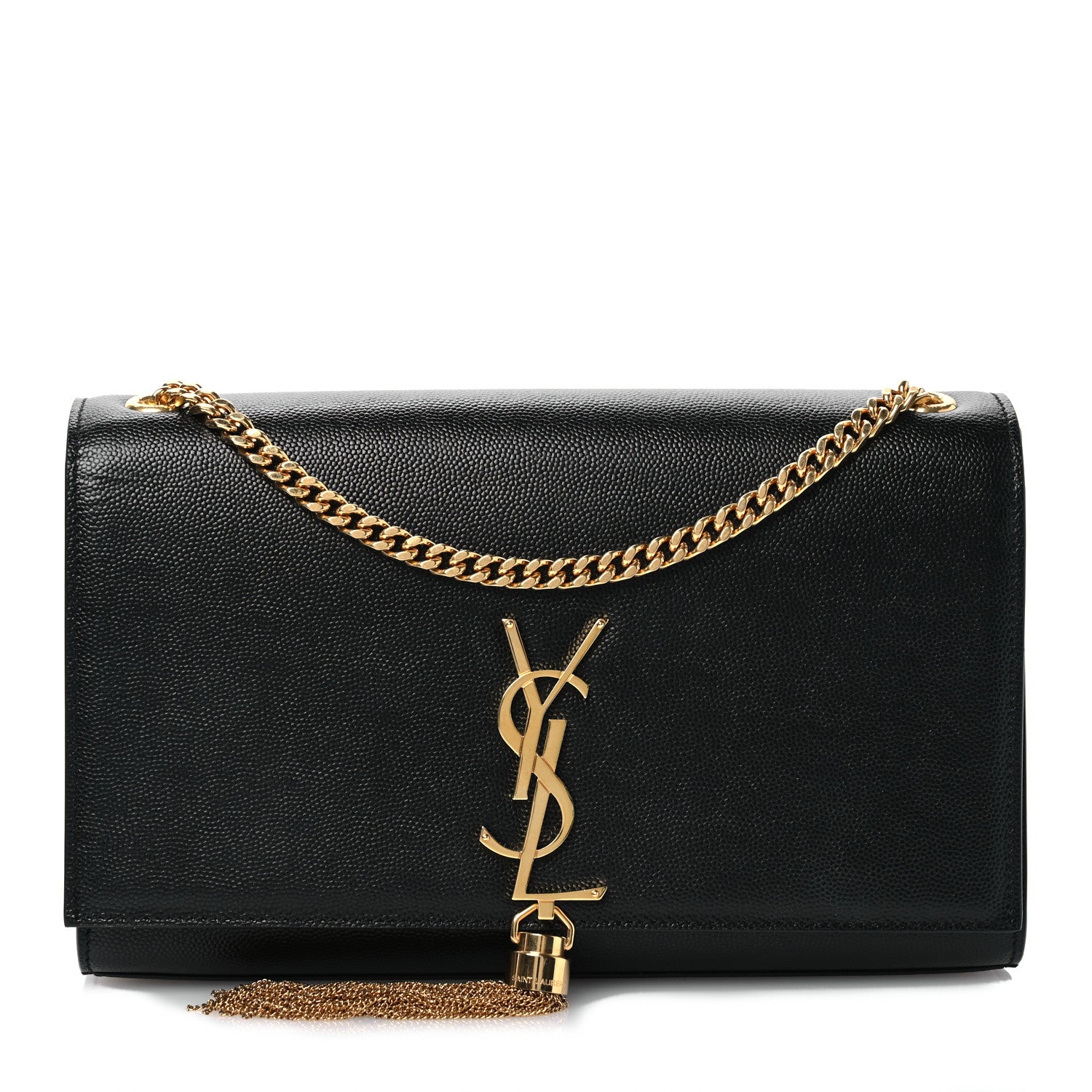 Saint Laurent Grain De Poudre Medium Classic Monogram Kate Tassel Satchel Black 1 of 12